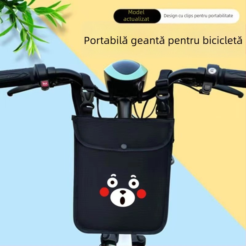Geantă frontală pentru ghidonul bicicletei electrice, buzunar dublu pentru chei și telefon, din pânză, model 000000