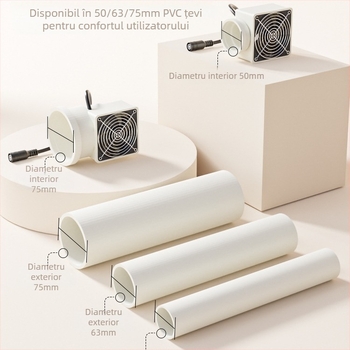 Ventilator fără găurire pentru gaura de la aer condiționat — dormitor, eliminare mirosuri și formaldehidă, zgomot 36–45 dB