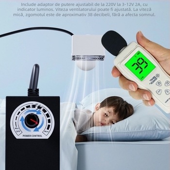 Ventilator fără găurire pentru gaura de la aer condiționat — dormitor, eliminare mirosuri și formaldehidă, zgomot 36–45 dB