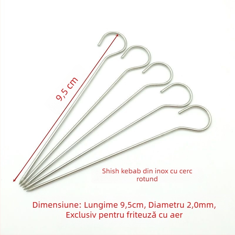 Frigărui pentru grătar din oțel inoxidabil 304, cu 9 cârlige, reutilizabile, design suspendat