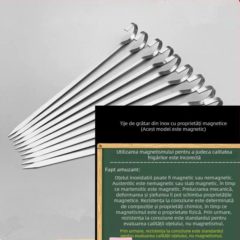 Frigărui pentru grătar din oțel inoxidabil 304, cu 9 cârlige, reutilizabile, design suspendat