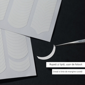 Set de abțibilduri pentru artă unghii: manichiură franceză, zâmbete și linii ondulate; abțibilduri de unghii trei în unu, material oxid de aluminiu, ambalaj de bază