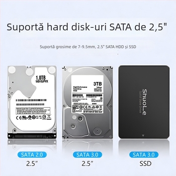 Carcasă externă SATA de 2,5 inch cu USB-C 3.2 Gen1, 5 Gbps, până la 8 TB, PC+ABS