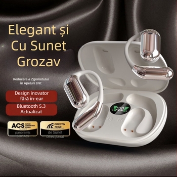 Cască Bluetooth pentru ureche deschisă, ecran tactil, afișaj digital, Bluetooth 5.4, autonomie baterie 8 ore