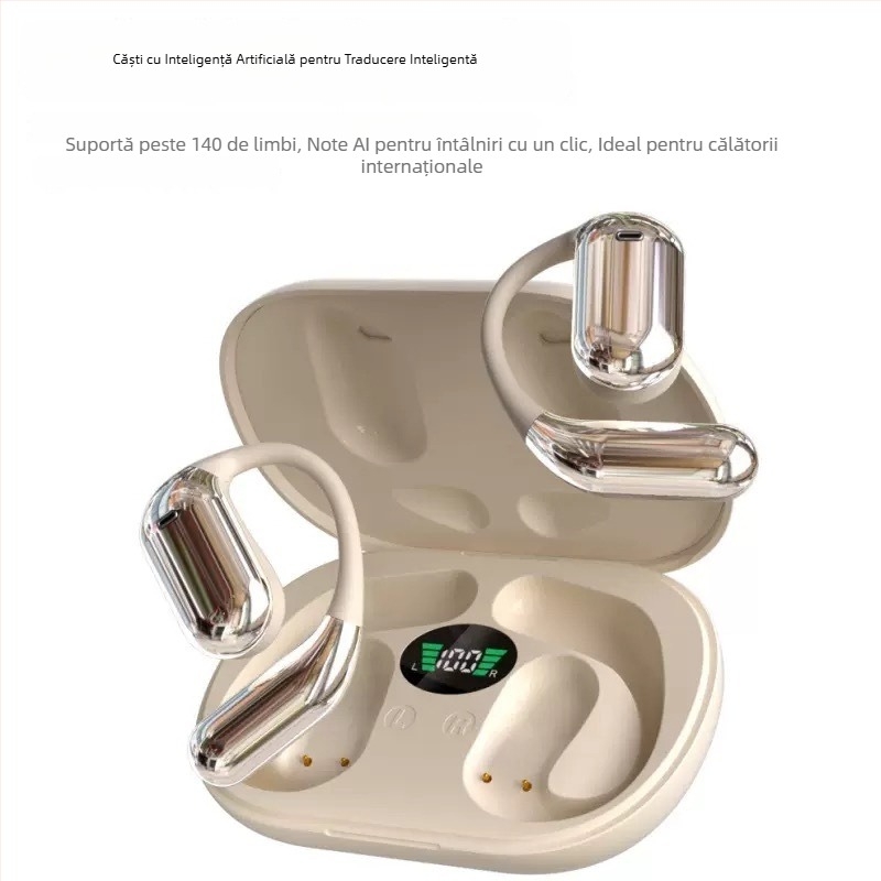 Cască Bluetooth pentru ureche deschisă, ecran tactil, afișaj digital, Bluetooth 5.4, autonomie baterie 8 ore