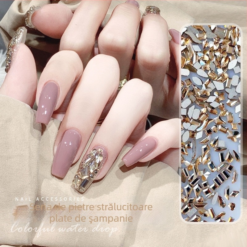 Decorațiuni pentru unghii cu rhinestones, forme mixte, cristale cu spate plat, sticlă și pudră de mica (Model 30222109358, seria Rhinestone)