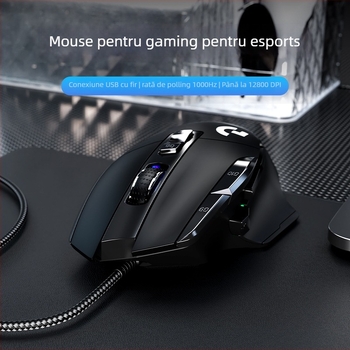 Mouse de gaming cu senzor optic 12000 DPI, 10 taste programabile, conexiune USB cablată, design ergonomic, macro-programabil.