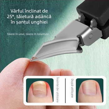 Set de 3 piese pentru unghii din oțel inoxidabil, cu vârf înclinat și protecție împotriva stropirilor, include pila de unghii din sticlă