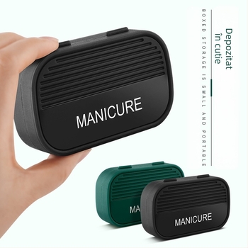 Set de 3 piese pentru unghii din oțel inoxidabil, cu vârf înclinat și protecție împotriva stropirilor, include pila de unghii din sticlă