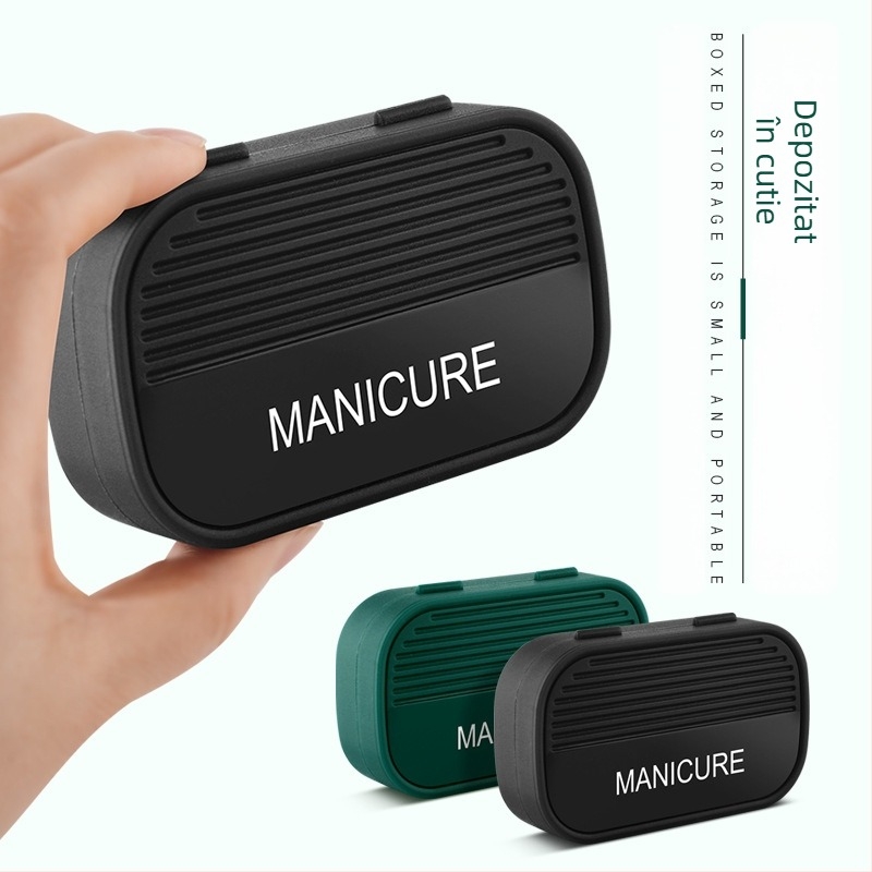 Set de 3 piese pentru unghii din oțel inoxidabil, cu vârf înclinat și protecție împotriva stropirilor, include pila de unghii din sticlă