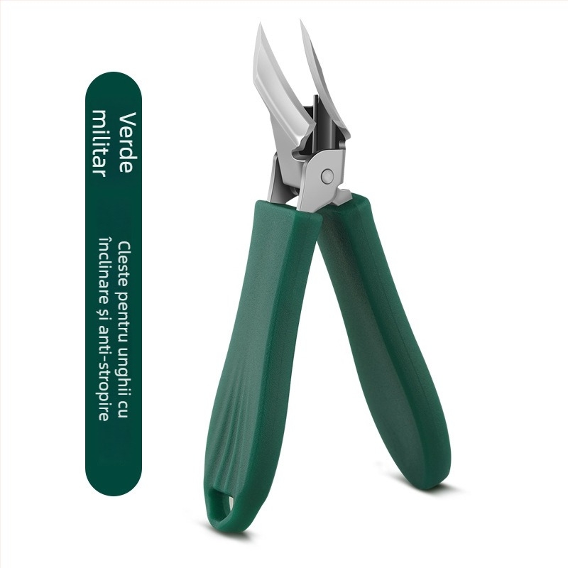 Set de 3 piese pentru unghii din oțel inoxidabil, cu vârf înclinat și protecție împotriva stropirilor, include pila de unghii din sticlă