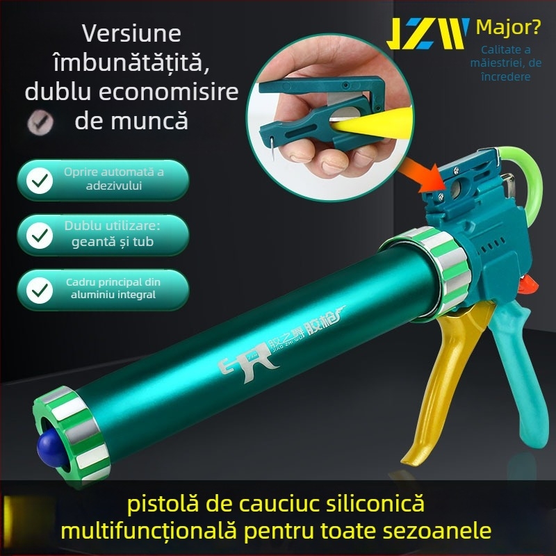 Pistol de lipici Glue Dance cu cursă reglabilă pe 28 axe, duză dublă cu funcție de tăiere, corp din aliaj de aluminiu cu structură pe axă pentru aplicarea lipiciului