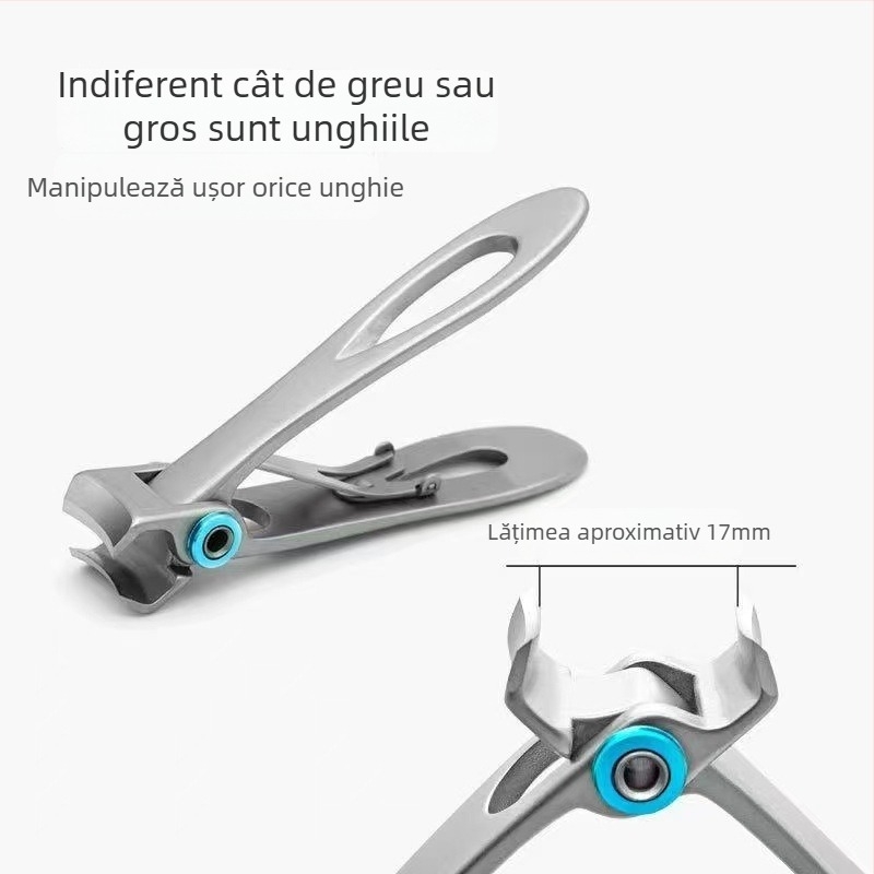 Set de unghii din oțel inoxidabil: clește și foarfecă pentru unghii, portabil, deschidere mare, trusă de îngrijire a unghiilor