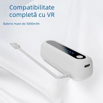 Pachet baterie VR pentru Meta Quest 2/3/3S și Pico 4 Ultra – 5000mAh USB-C Power Bank portabil pentru cască (Plug & Play, Protecție la supraîncărcare, Design portabil)