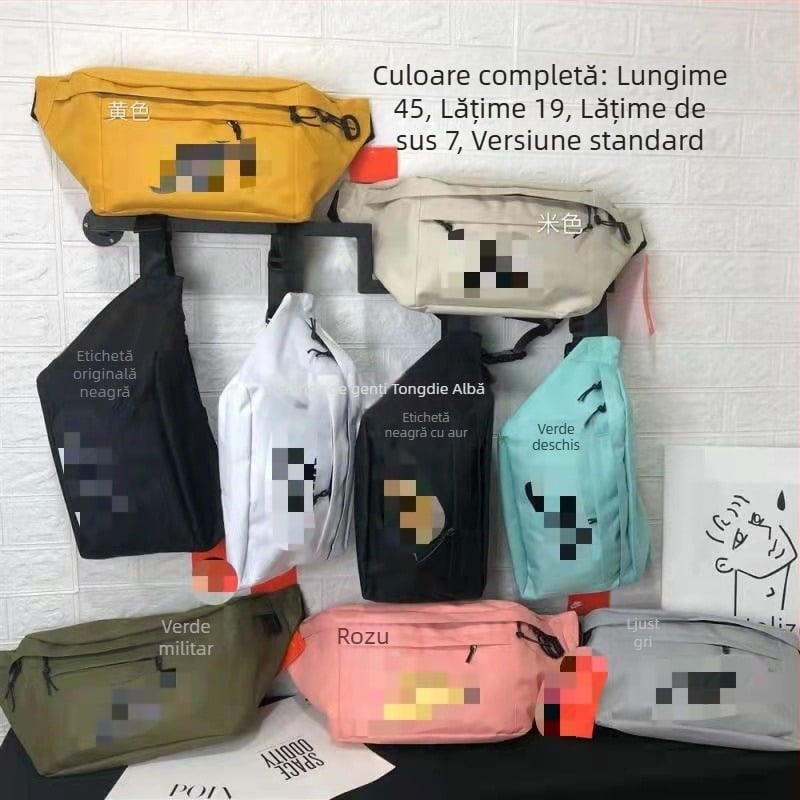 Geantă de talie din canvas pentru bărbați N06, utilizare zilnică — reducere a sarcinii, imprimeu cu litere, căptușeală din nailon