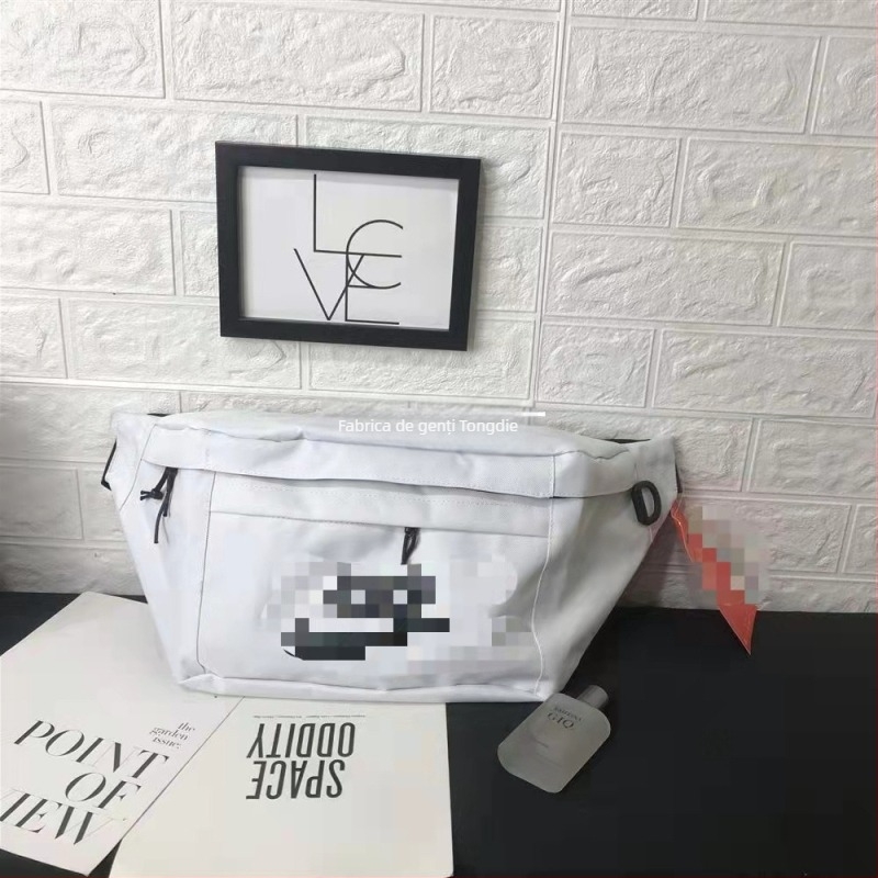 Geantă de talie din canvas pentru bărbați N06, utilizare zilnică — reducere a sarcinii, imprimeu cu litere, căptușeală din nailon