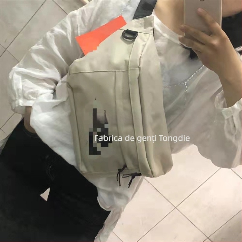 Geantă de talie din canvas pentru bărbați N06, utilizare zilnică — reducere a sarcinii, imprimeu cu litere, căptușeală din nailon