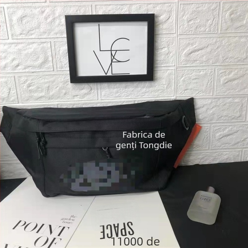 Geantă de talie din canvas pentru bărbați N06, utilizare zilnică — reducere a sarcinii, imprimeu cu litere, căptușeală din nailon