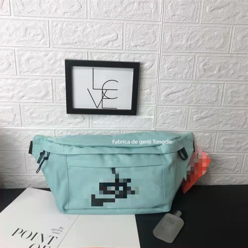 Geantă de talie din canvas pentru bărbați N06, utilizare zilnică — reducere a sarcinii, imprimeu cu litere, căptușeală din nailon