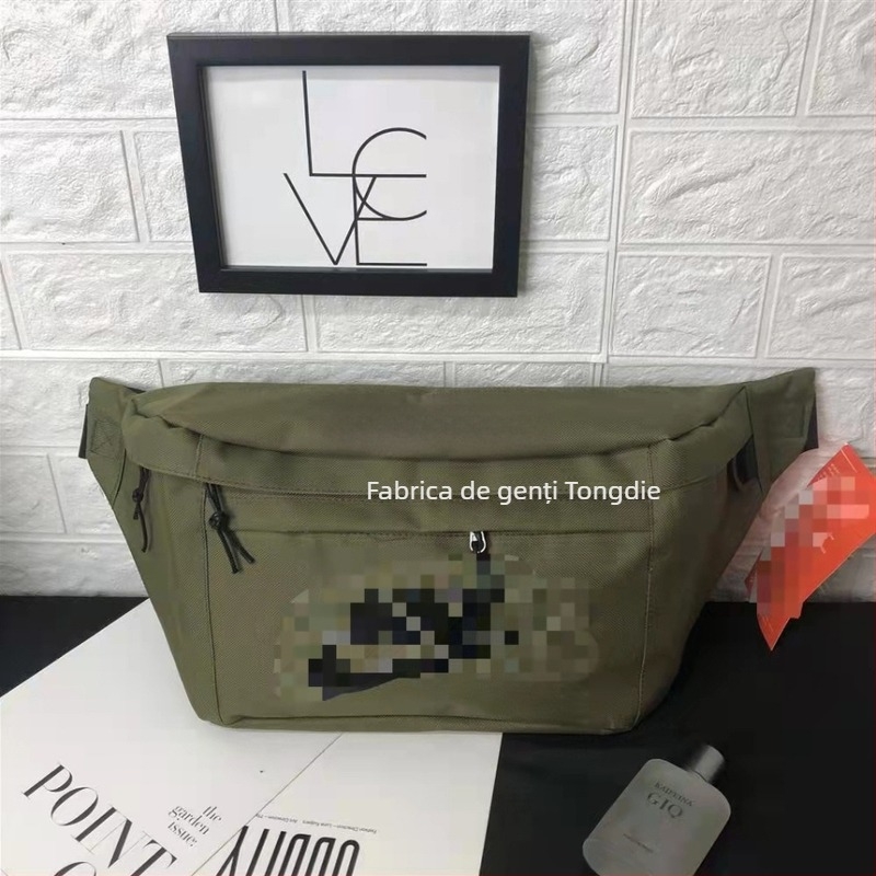 Geantă de talie din canvas pentru bărbați N06, utilizare zilnică — reducere a sarcinii, imprimeu cu litere, căptușeală din nailon