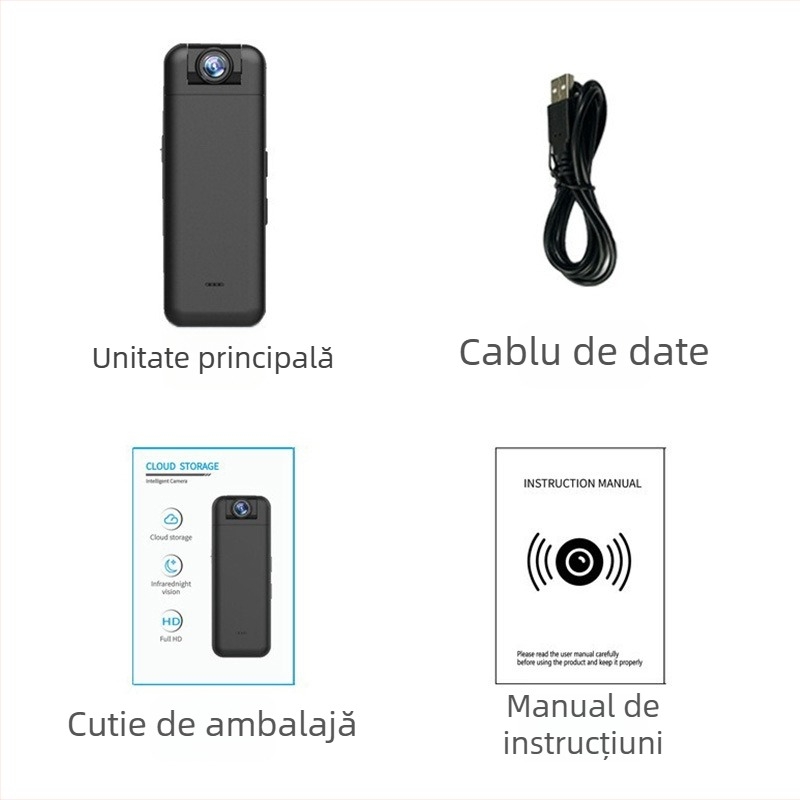 Cameră inteligentă pentru exterior, 1080p, lentilă de 4mm, vizionare nocturnă, microfon încorporat, control prin aplicație mobilă, stocare în cloud