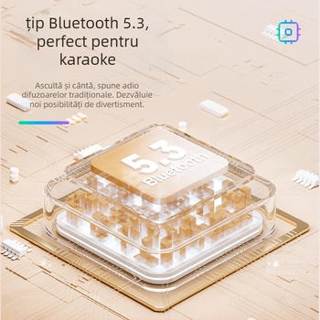 Lampă proiecție cer stele Bluetooth karaoke, sistem audio all-in-one cu microfon, Bluetooth 5.1, 5W, 100 Hz–20 kHz, SNR ≥85 dB, baterie încorporată