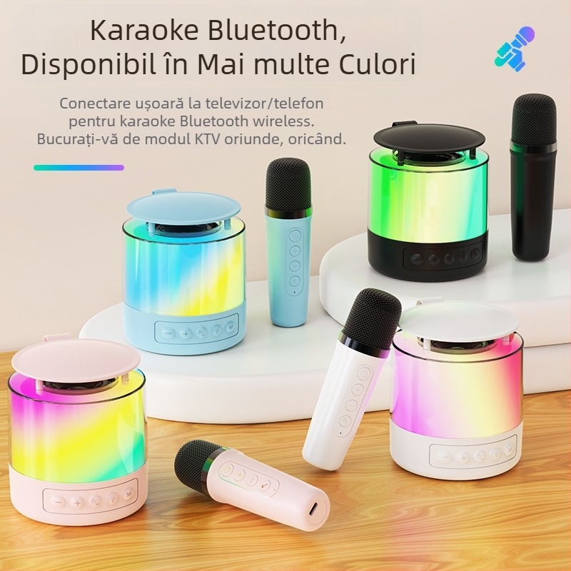 Lampă proiecție cer stele Bluetooth karaoke, sistem audio all-in-one cu microfon, Bluetooth 5.1, 5W, 100 Hz–20 kHz, SNR ≥85 dB, baterie încorporată
