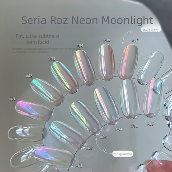 GAOY GOYA Pudră pentru unghii cu glitter – model Lună, luciu fluorescent Aurora
