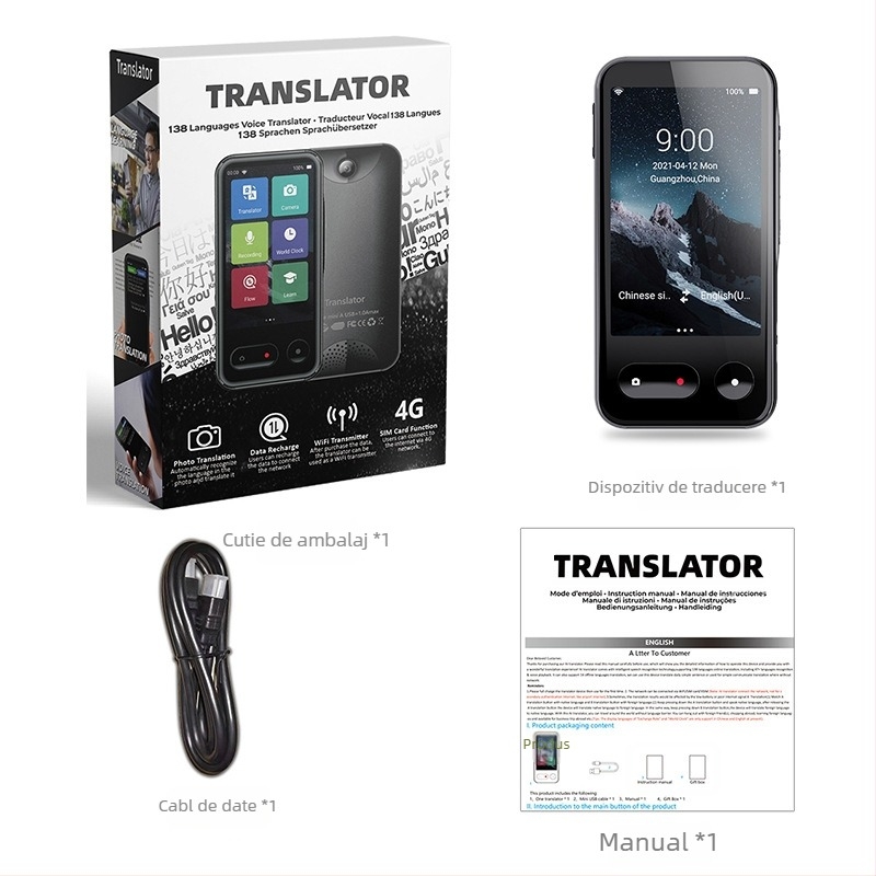 MSAI translator T7138 cu SIM, traducere offline, fotografiere și înregistrare, baterie 4000 mAh