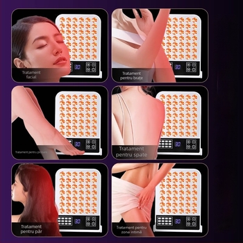 HAOSHIDA Dispozitiv de înfrumusețare cu terapie LED cu fotoni – rejuvenarea pielii, lumină roșie și albastră, ioni negativi (IPX2 impermeabil; uz casnic)