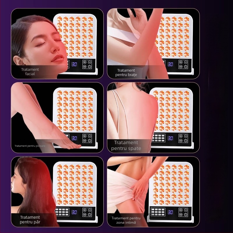 HAOSHIDA Dispozitiv de înfrumusețare cu terapie LED cu fotoni – rejuvenarea pielii, lumină roșie și albastră, ioni negativi (IPX2 impermeabil; uz casnic)