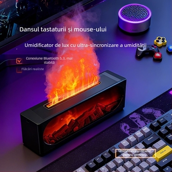 Difuzor Bluetooth cu umidificator, difuzor de aromă și lumină ambientală de noapte; sistem cu 2 difuzoare, Bluetooth 5.1, 40Hz-20kHz, redare 6 ore, rază 10 m
