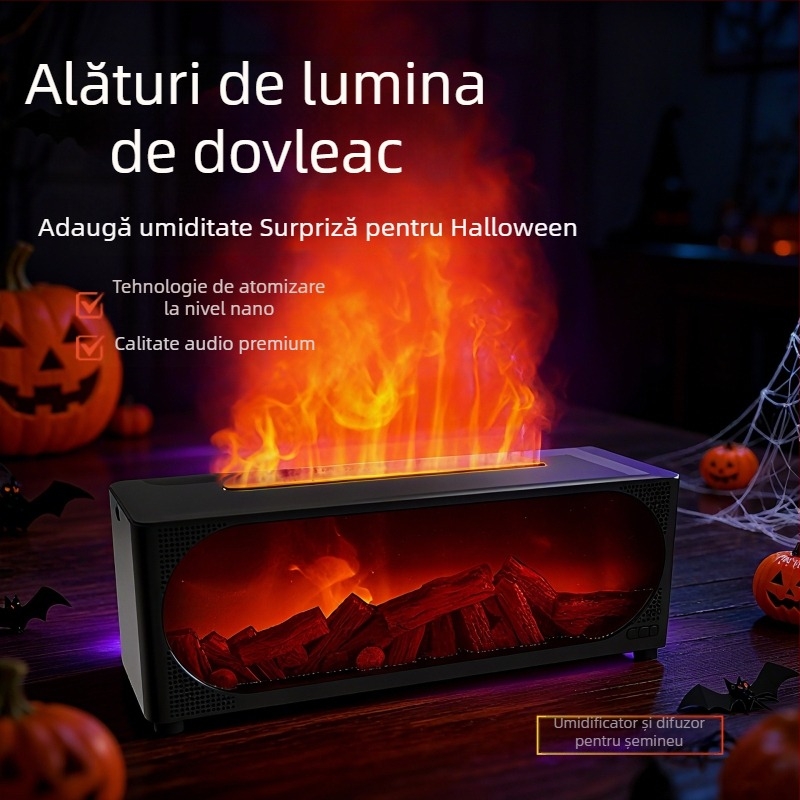 Difuzor Bluetooth cu umidificator, difuzor de aromă și lumină ambientală de noapte; sistem cu 2 difuzoare, Bluetooth 5.1, 40Hz-20kHz, redare 6 ore, rază 10 m