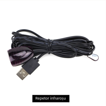 Cablu de extindere IR pentru set-top box cu receptor IR USB, model IR transponder, bandă infraroșu îndepărtată