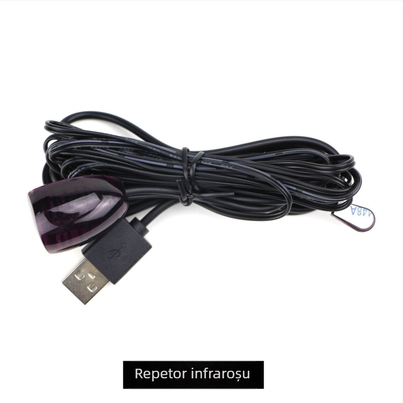 Cablu de extindere IR pentru set-top box cu receptor IR USB, model IR transponder, bandă infraroșu îndepărtată