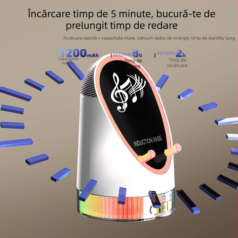 3 în 1 difuzor Bluetooth cu suport pentru telefon și încărcare USB, Bluetooth 5.0, 10W putere, rază de acțiune 10 m, 60 Hz-15 kHz, SNR ≥60 dB