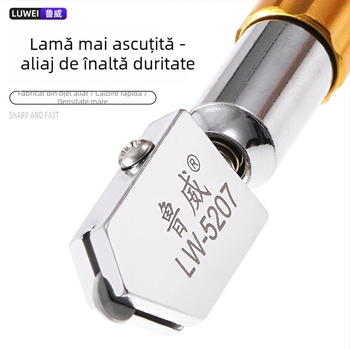 Luwei Cuțit Manual pentru Sticlă, Vârf Diamantat, Tip Rulant, Pentru Sticlă