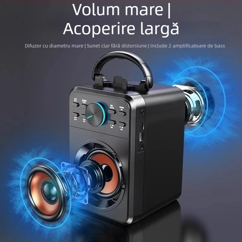 Boxă Bluetooth pentru karaoke, 2.1 canale, baterie 3600mAh, 8 ore redare, suport TF Card, model X1