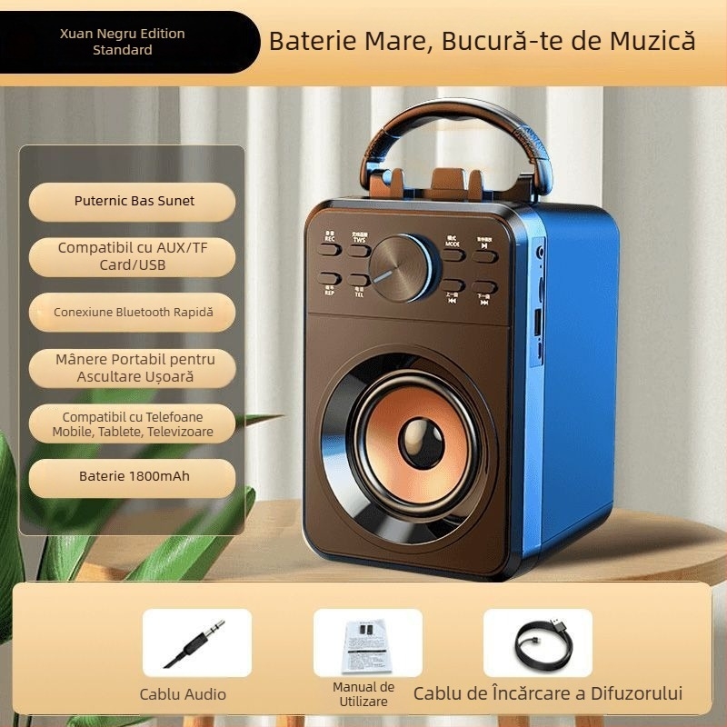 Boxă Bluetooth pentru karaoke, 2.1 canale, baterie 3600mAh, 8 ore redare, suport TF Card, model X1