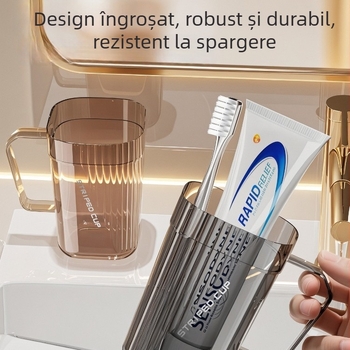 Cupa acrilică pentru apă de gură și organizator de periuțe – depozitare multifuncțională pentru pastă de dinți și periuțe, uz casnic