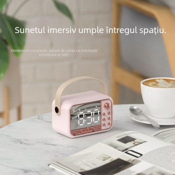 Ceas de alarmă Bluetooth cu difuzor, baterie încorporată, 5W, IPX5, răspuns în frecvențe 30Hz–15kHz