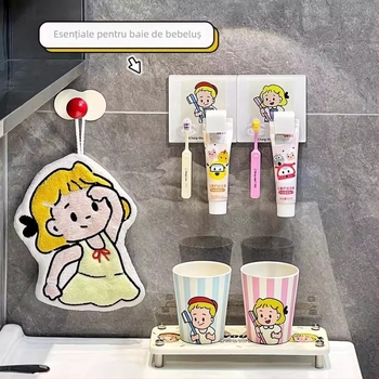 Raft de depozitare a pastei de dinți și clips, montat pe perete, accesoriu pentru baie, multifuncțional pentru pastă de dinți și spălare facială