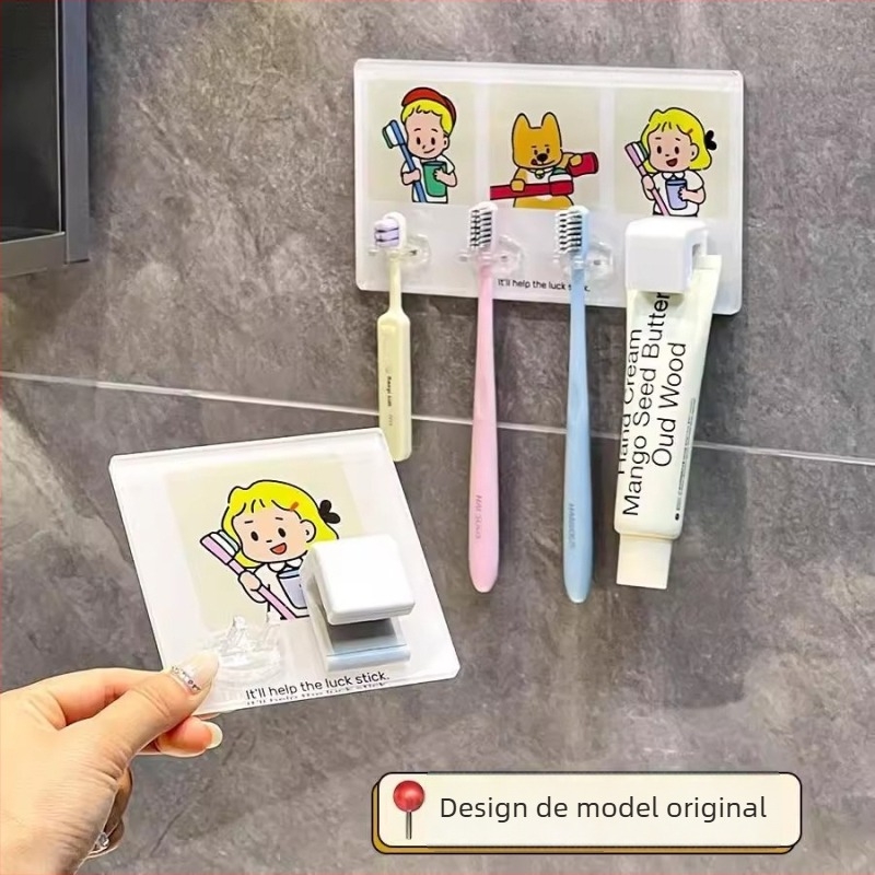 Raft de depozitare a pastei de dinți și clips, montat pe perete, accesoriu pentru baie, multifuncțional pentru pastă de dinți și spălare facială