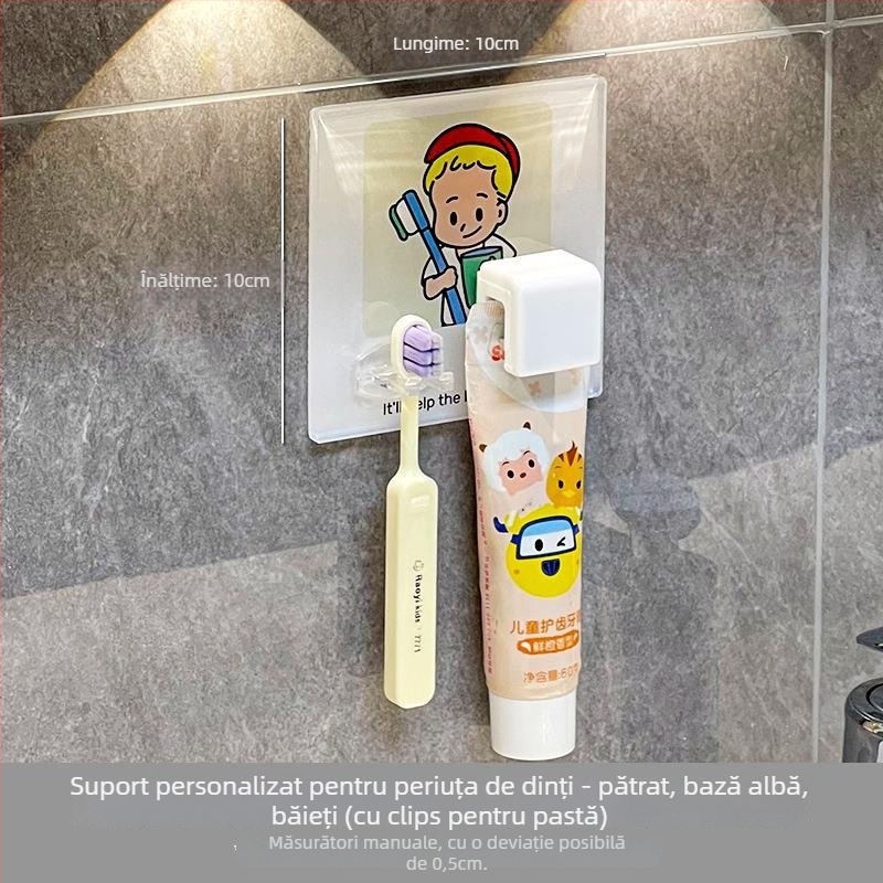 Raft de depozitare a pastei de dinți și clips, montat pe perete, accesoriu pentru baie, multifuncțional pentru pastă de dinți și spălare facială