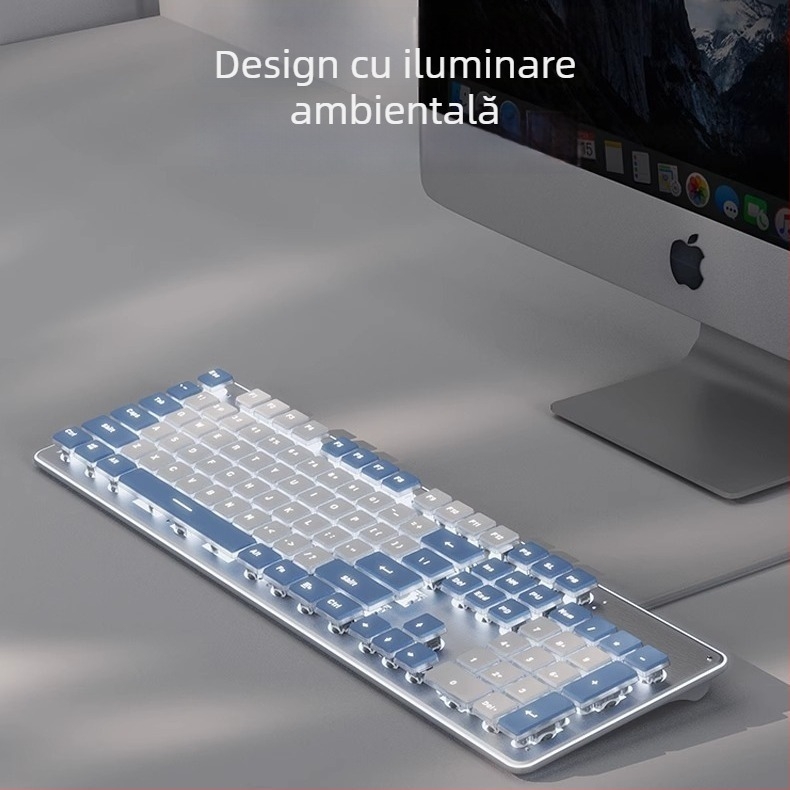 Set tastatură și mouse, silențios, cu fir, USB, 1600 DPI, iluminare, ergonomic, pentru casă/birou/jocuri