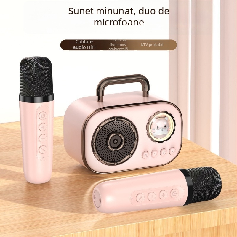 Boxă Bluetooth pentru karaoke cu baterie încorporată, 5W, Bluetooth 5.3, interval de frecvență 30 Hz–15 kHz, rază de acțiune 10 m