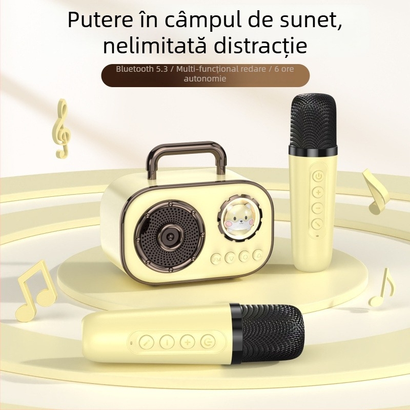 Boxă Bluetooth pentru karaoke cu baterie încorporată, 5W, Bluetooth 5.3, interval de frecvență 30 Hz–15 kHz, rază de acțiune 10 m