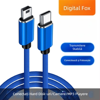 Cablu OTG USB-C pentru date cu conectori Mini USB la Type-C și T-Port, M-M, Digital Fox
