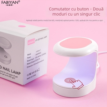 Lampa fototerapie pentru unghii SKU001577, Lampa compactă pentru uscare Gel Oje, Previne înnegrirea degetelor, Uscare rapidă
