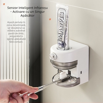 Distribuitor de pastă de dinți, montat pe perete, fără găuri, senzor automat; marcă Daily shopping supply chain; import: Nu; mărci private licențiate: Da; destinat uzului general